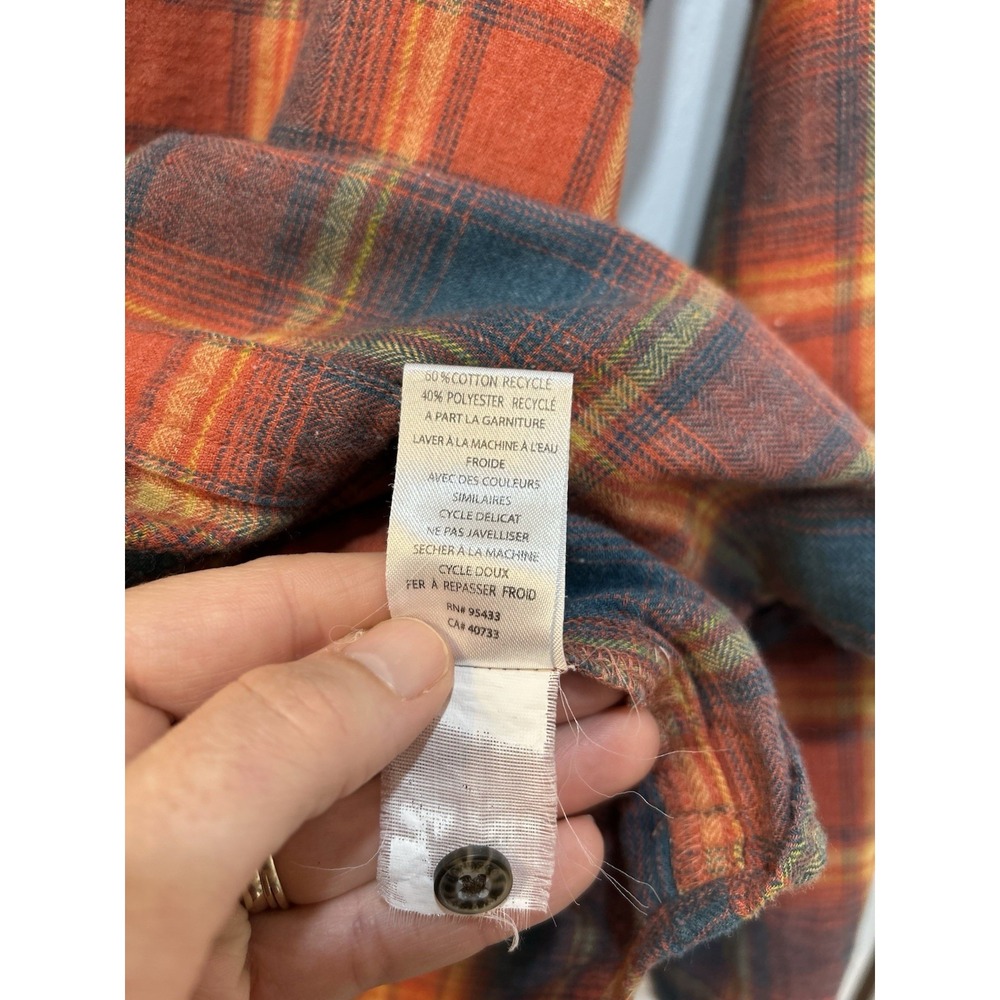 Toad & Co Orange Blue Plaid Flannel Button Up Sz S Long Sleeve Outdoor Gorpcore - Picture 9 of 9